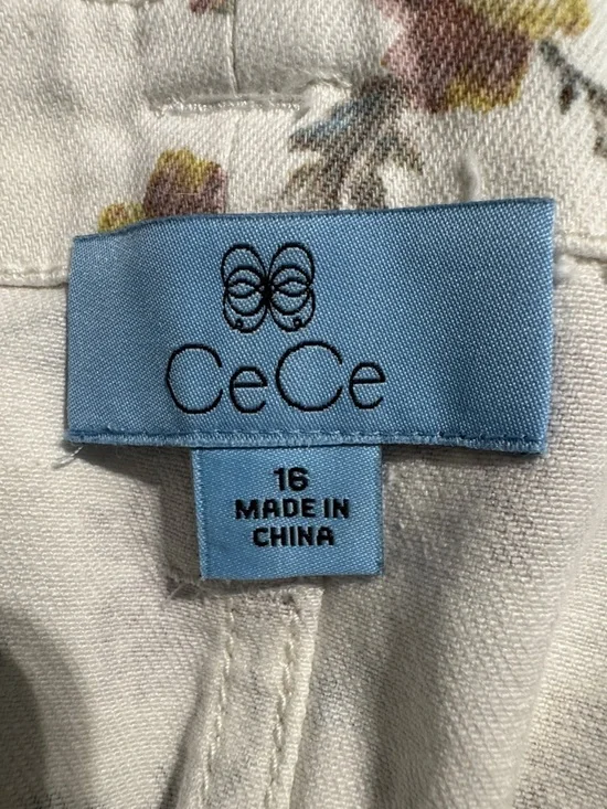 CeCe Floral Tie-Waist Mini Skirt - Cream Floral Size 16 - Picture 6 of 8